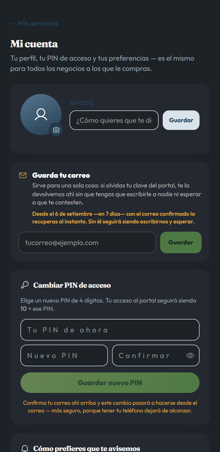 Tu cuenta