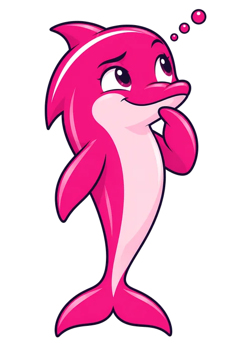 Delfi, la delfina rosa de la casa, pensando
